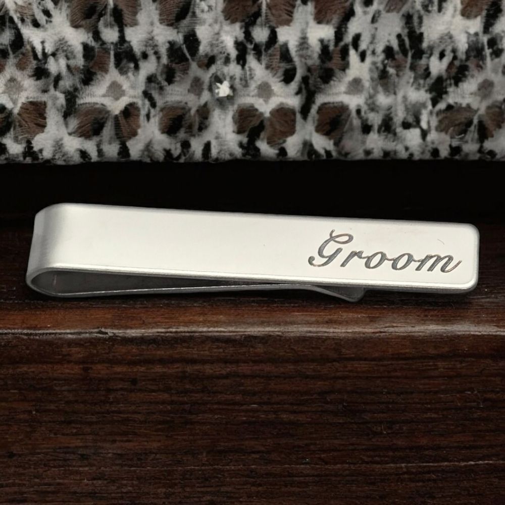 Groom Tie Bar Silver Clip Tuxedo Wedding Day Bridal Party Formal Accessories NWT